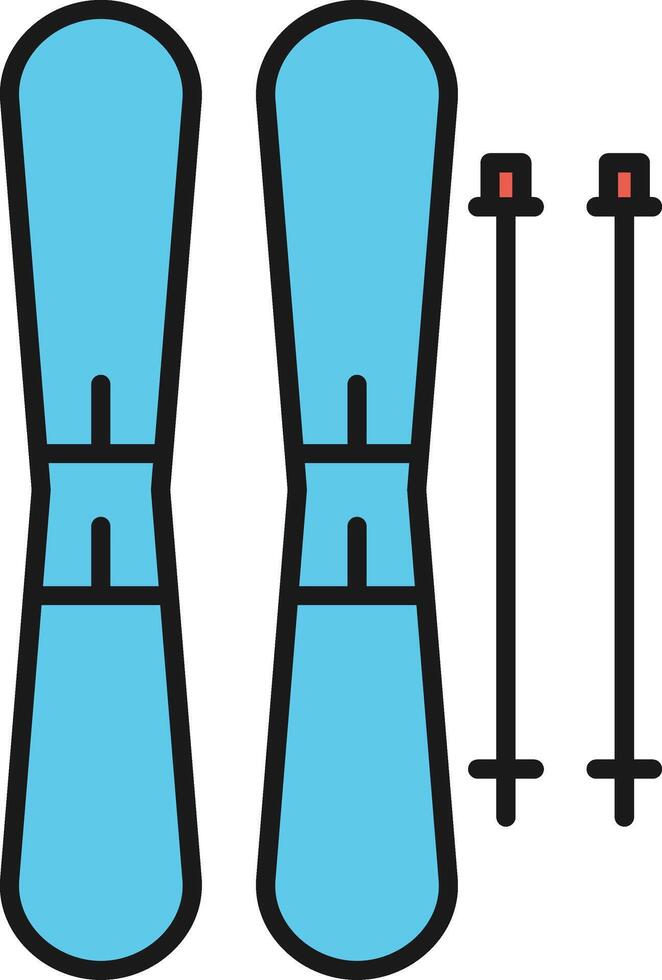 Skis Line Filled Light Icon vector