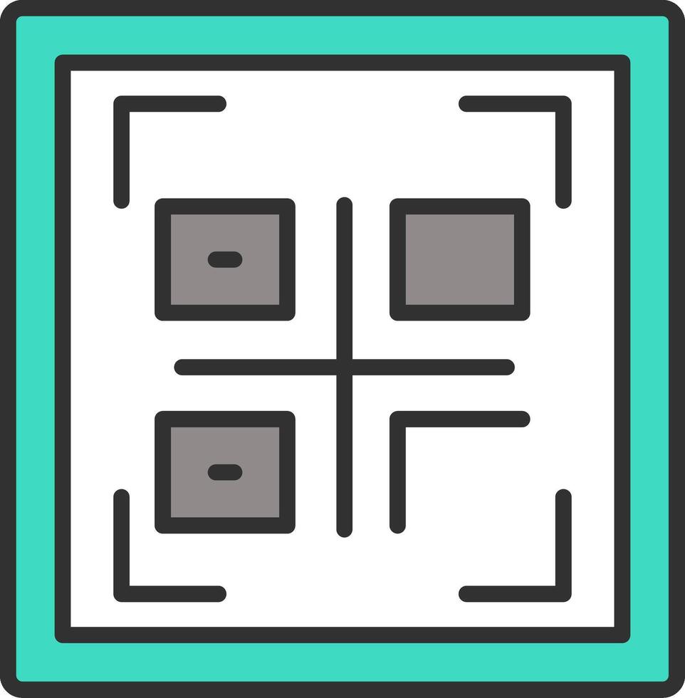 Qr Code Line Filled Light Icon vector