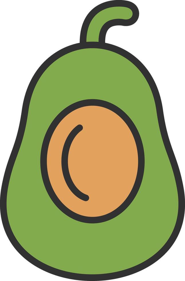 aguacates línea lleno ligero icono vector