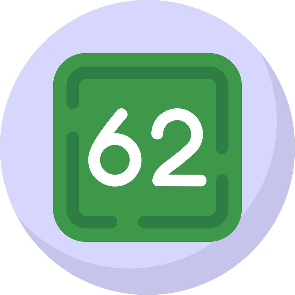 Sixty Two Glyph Flat Bubble Icon vector
