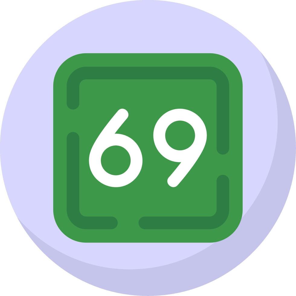 Sixty Nine Glyph Flat Bubble Icon vector