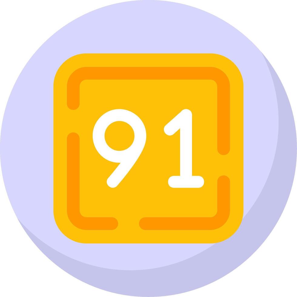 Ninety One Glyph Flat Bubble Icon vector