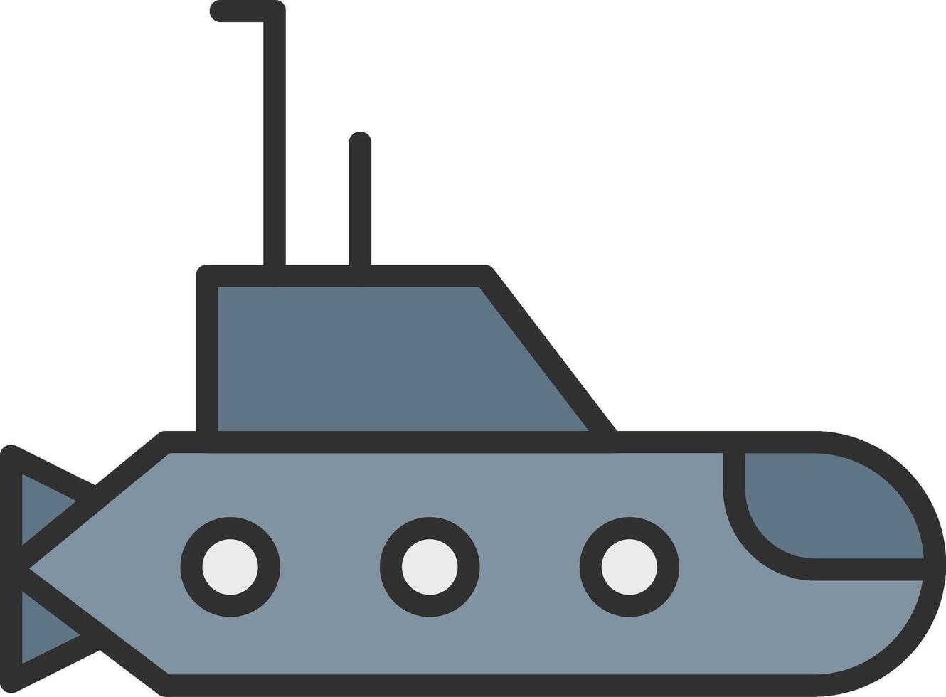 submarino línea lleno ligero icono vector