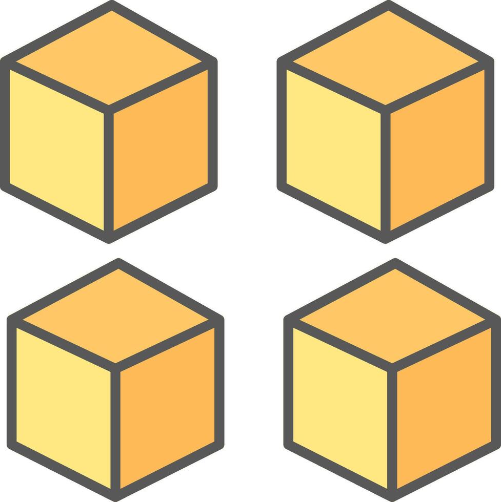cubo línea lleno ligero icono vector