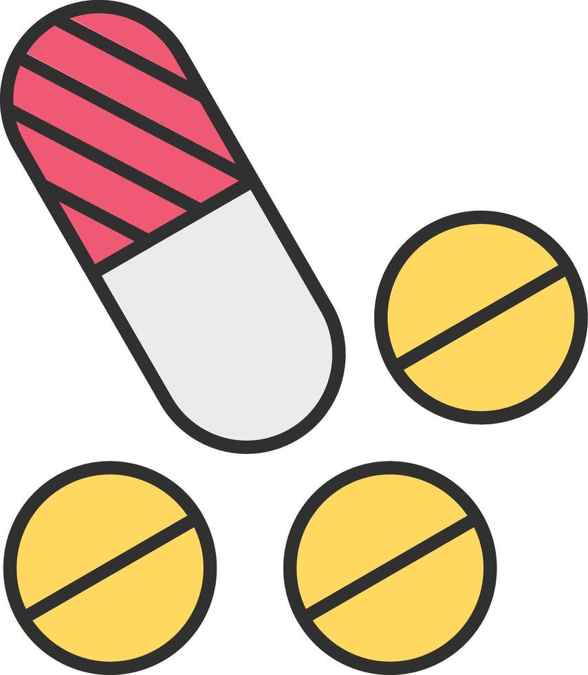 Pills Line Filled Light Icon vector