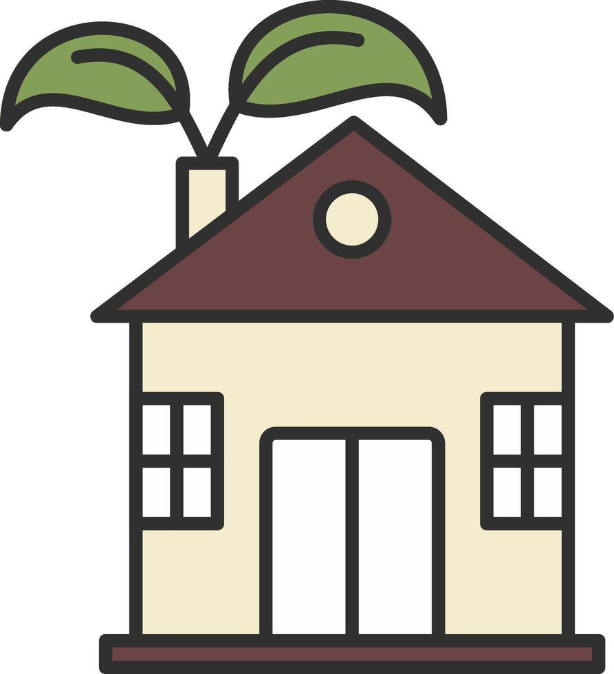 Eco House Line Filled Light Icon vector