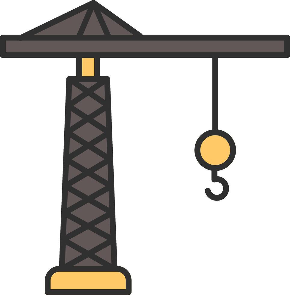 Tower Crane Line Filled Light Icon vector