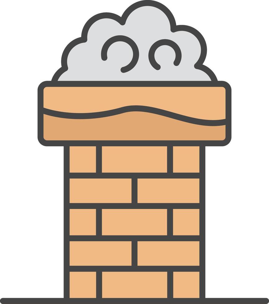 Chimenea parte superior línea lleno ligero icono vector