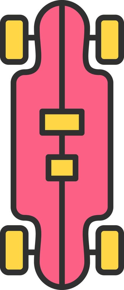 Longboard Line Filled Light Icon vector