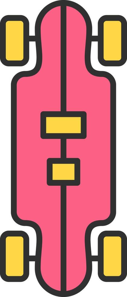 Longboard Line Filled Light Icon vector