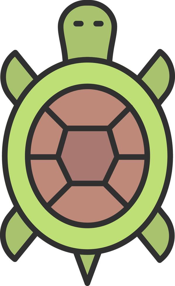 Tortuga línea lleno ligero icono vector