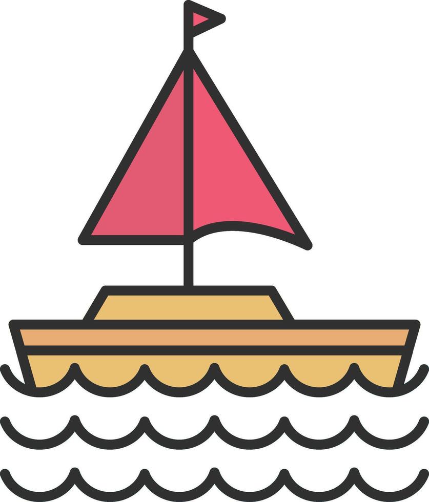 Sail Boat Line Filled Light Icon vector