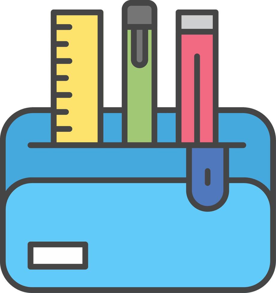 Pencil Case Line Filled Light Icon vector