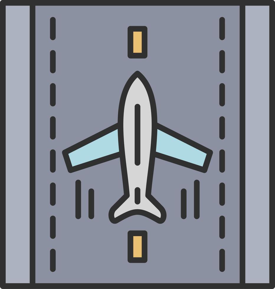 Landing Airplane Line Filled Light Icon vector