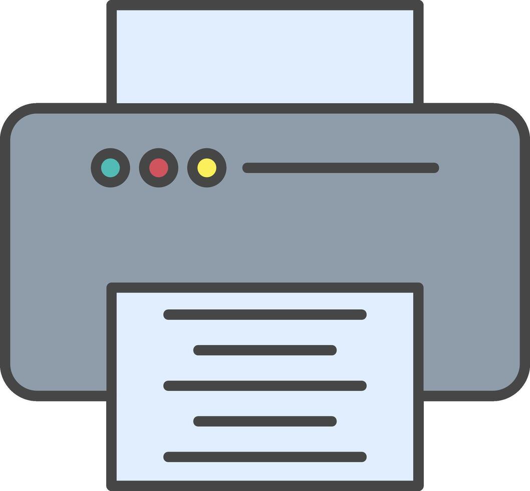 Printer Line Filled Light Icon vector