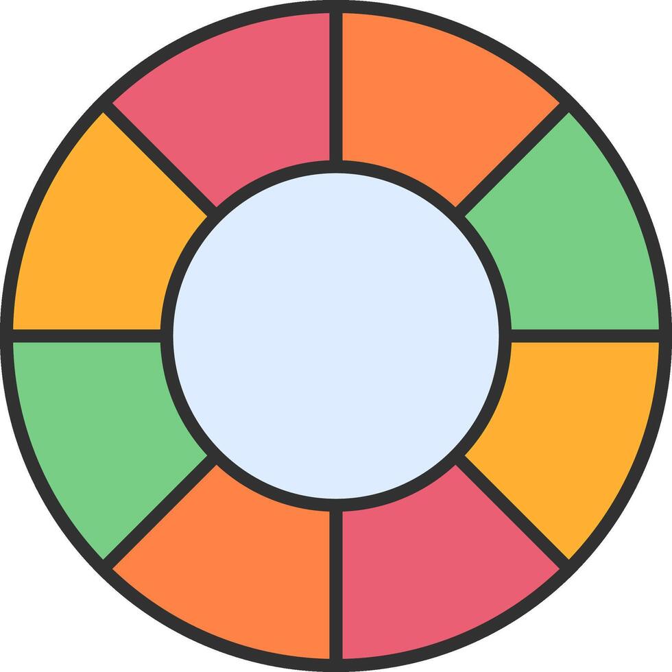 color rueda línea lleno ligero icono vector