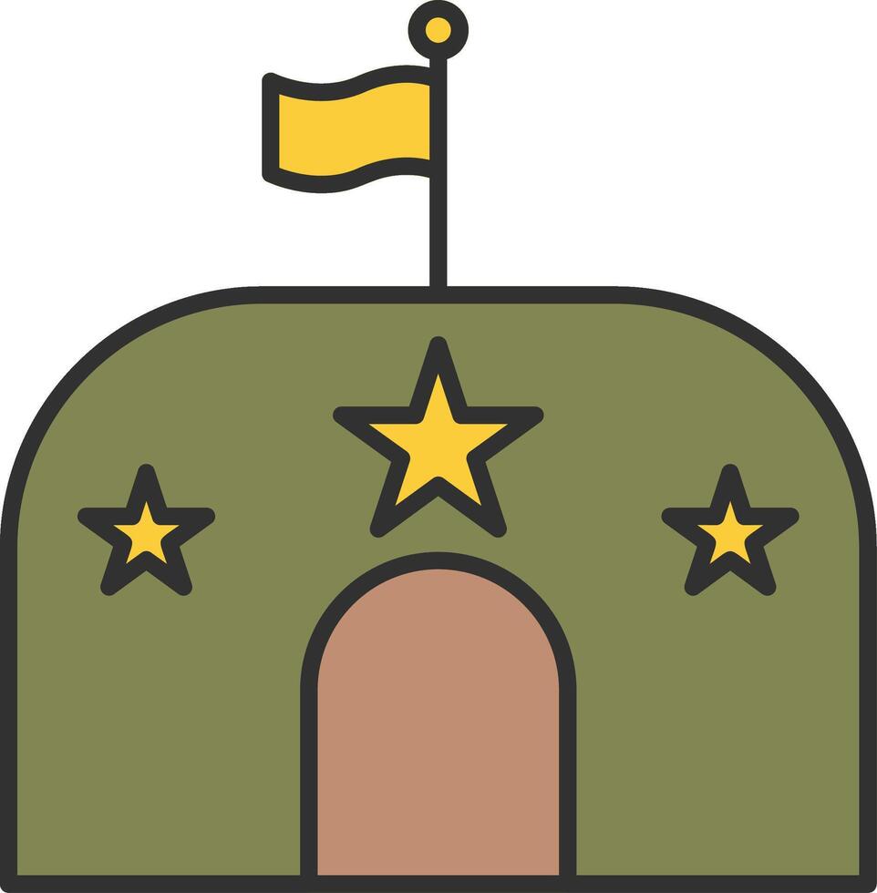 Military Base Line Filled Light Icon vector