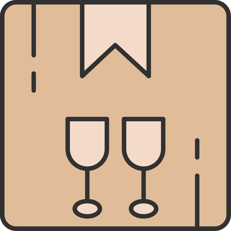 Fragile Line Filled Light Icon vector
