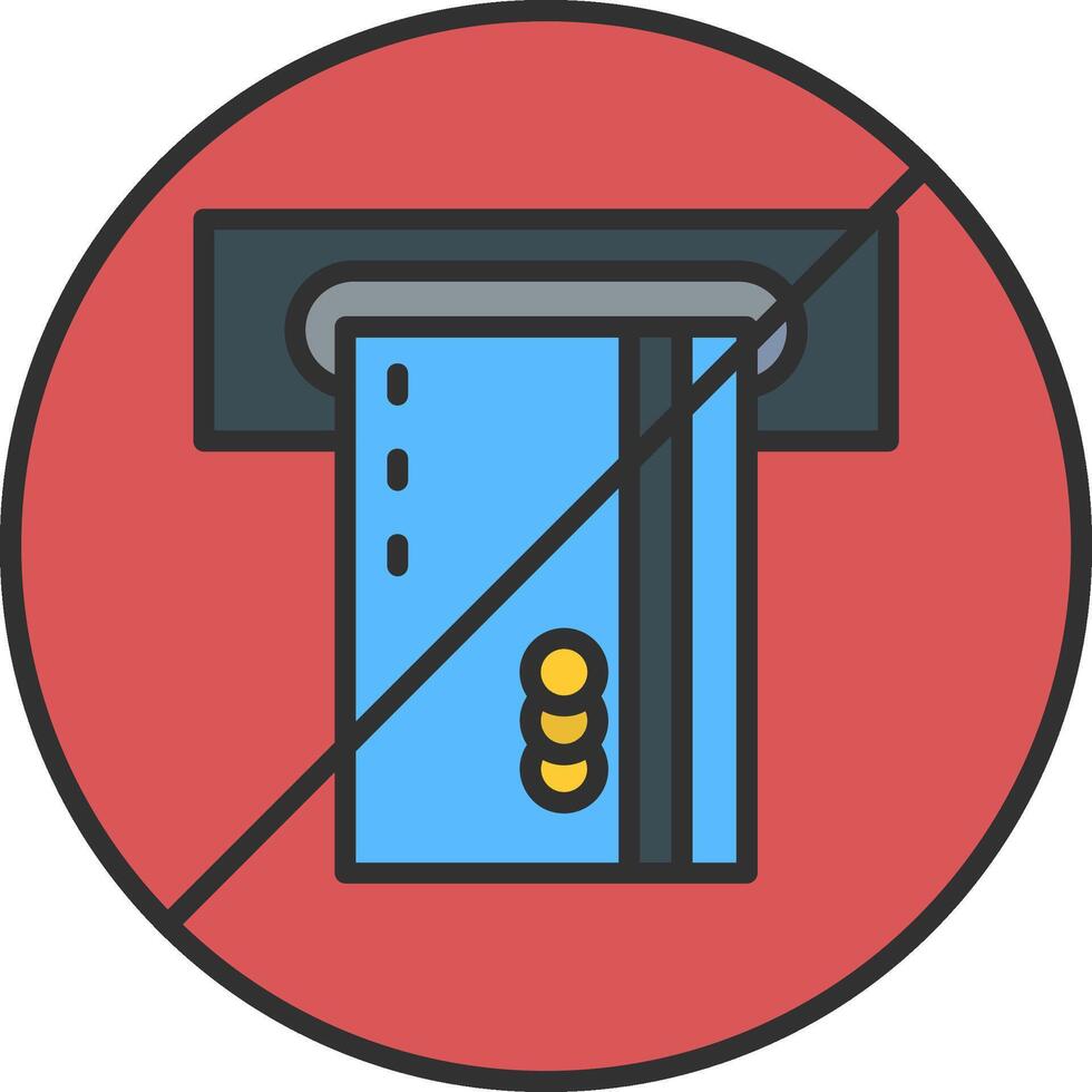 No Credit Card Line Filled Light Icon vector