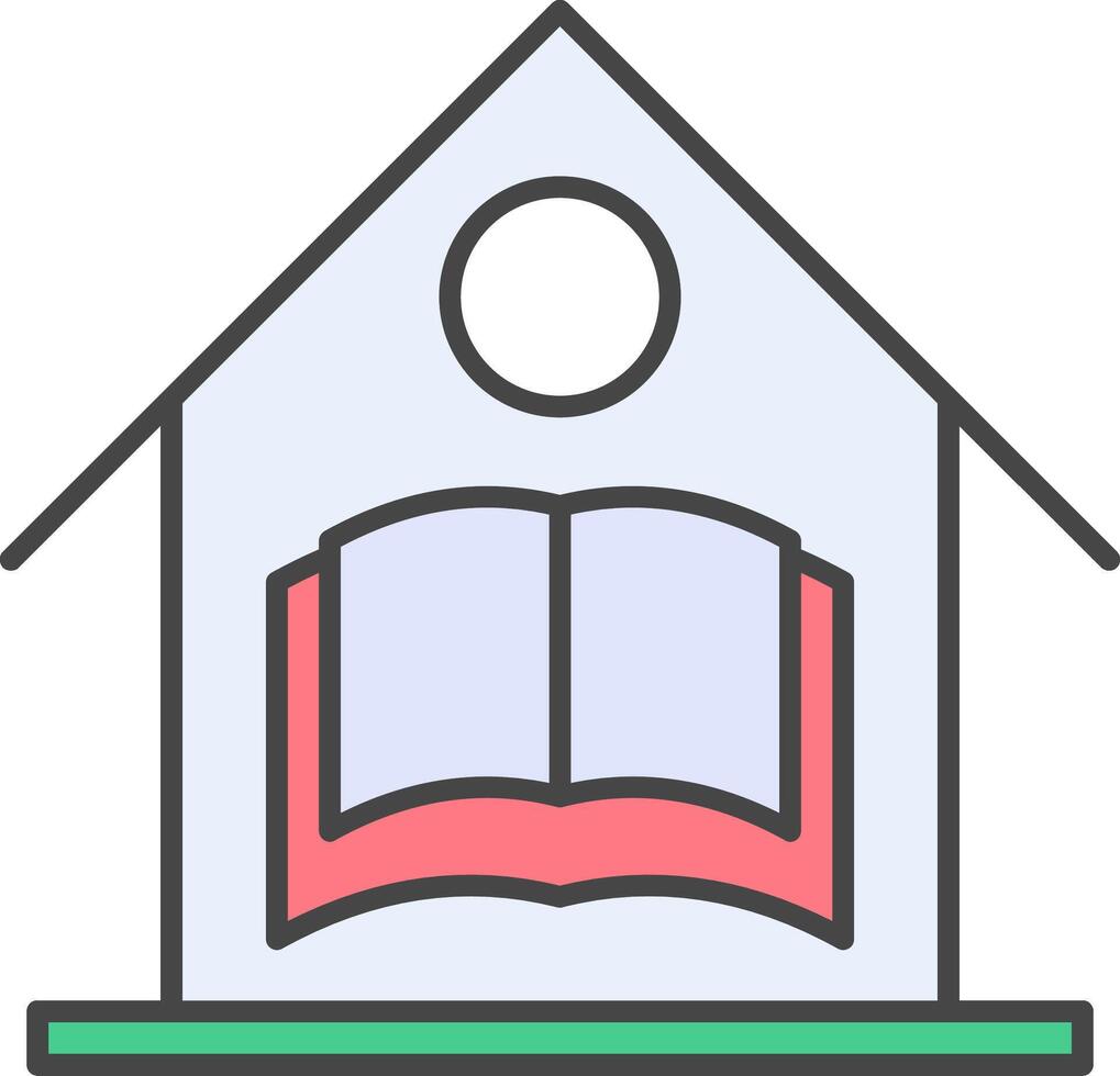 Home School Line Filled Light Icon vector