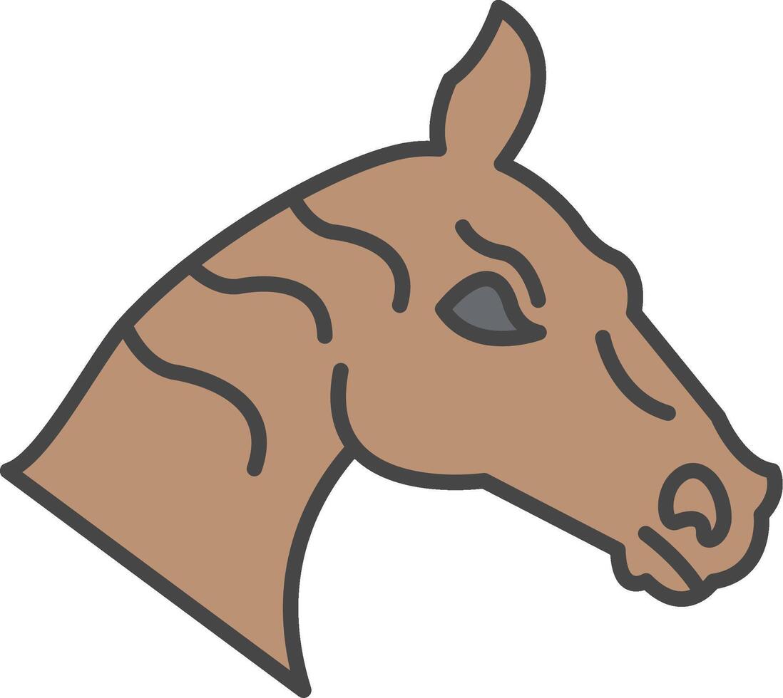 caballo línea lleno ligero icono vector