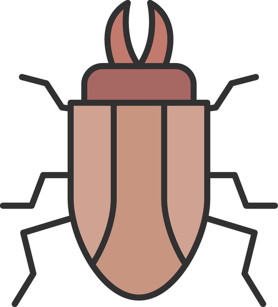 escarabajo línea lleno ligero icono vector