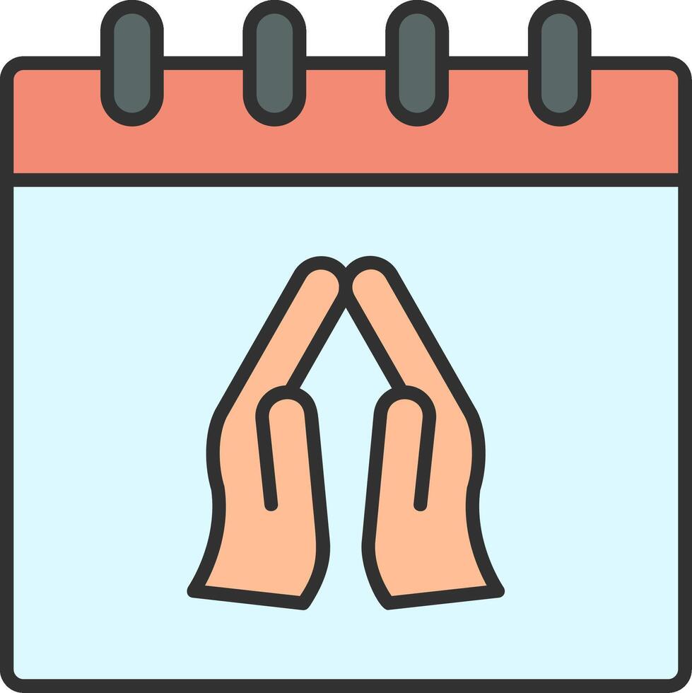 Praying Line Filled Light Icon vector