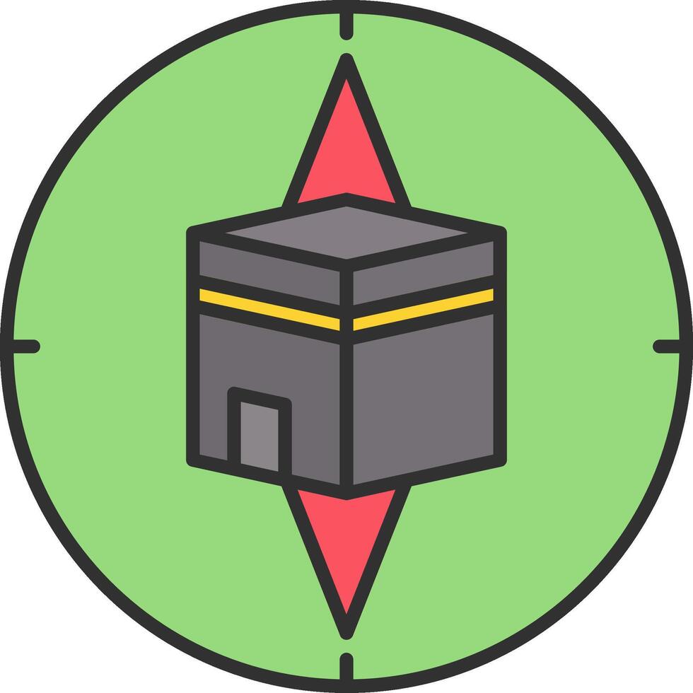 Qibla Compass Line Filled Light Icon vector