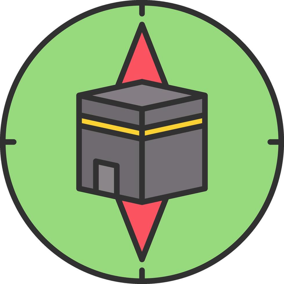 qibla Brújula línea lleno ligero icono vector