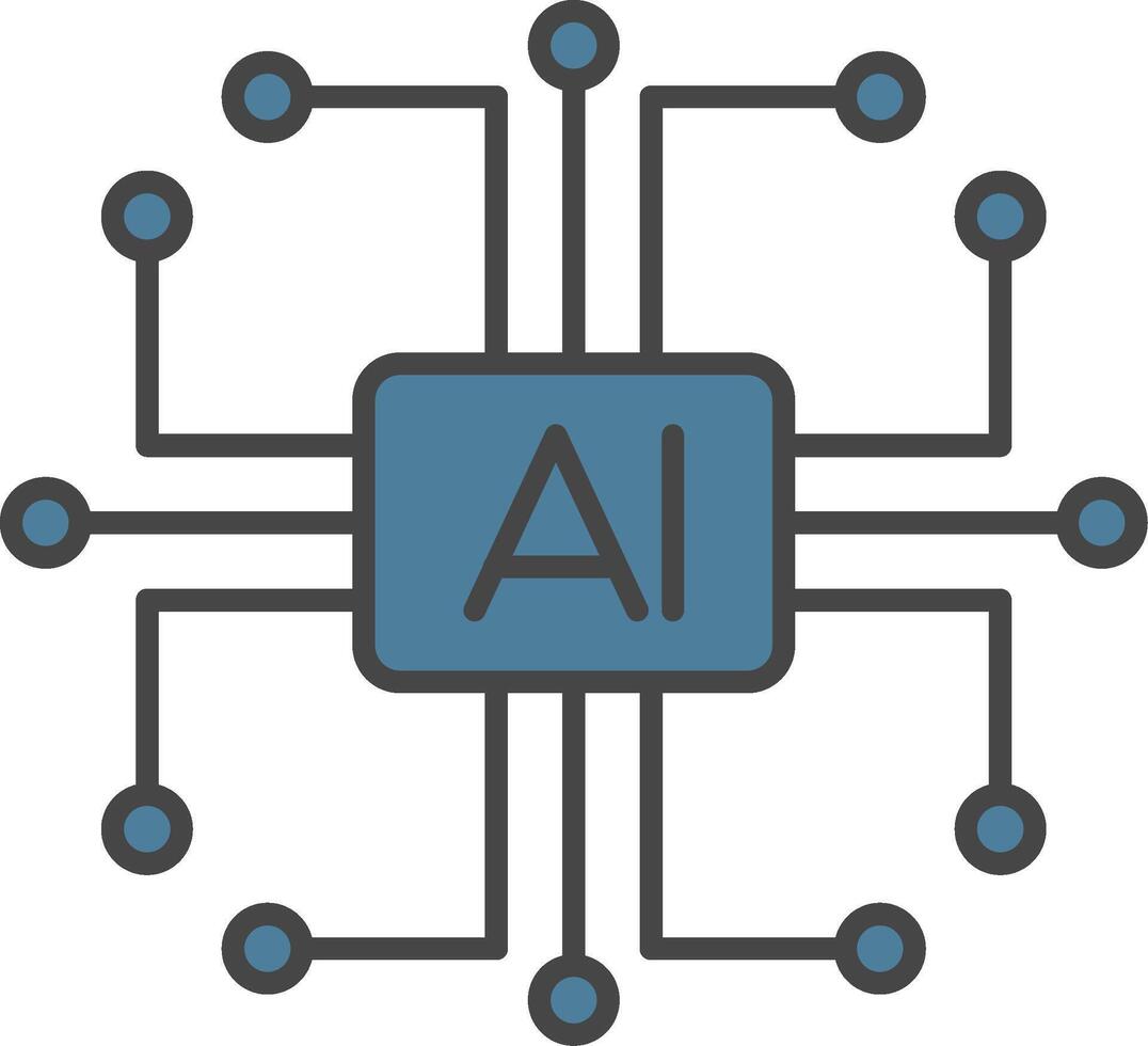 Artificial Intelligence Line Filled Light Icon vector