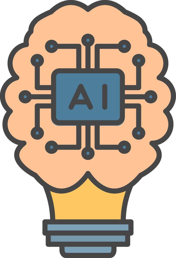 Artificial Intelligence Line Filled Light Icon vector