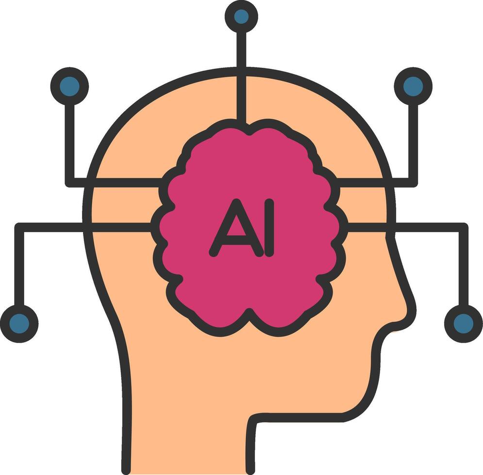 Artificial Intelligence Line Filled Light Icon vector