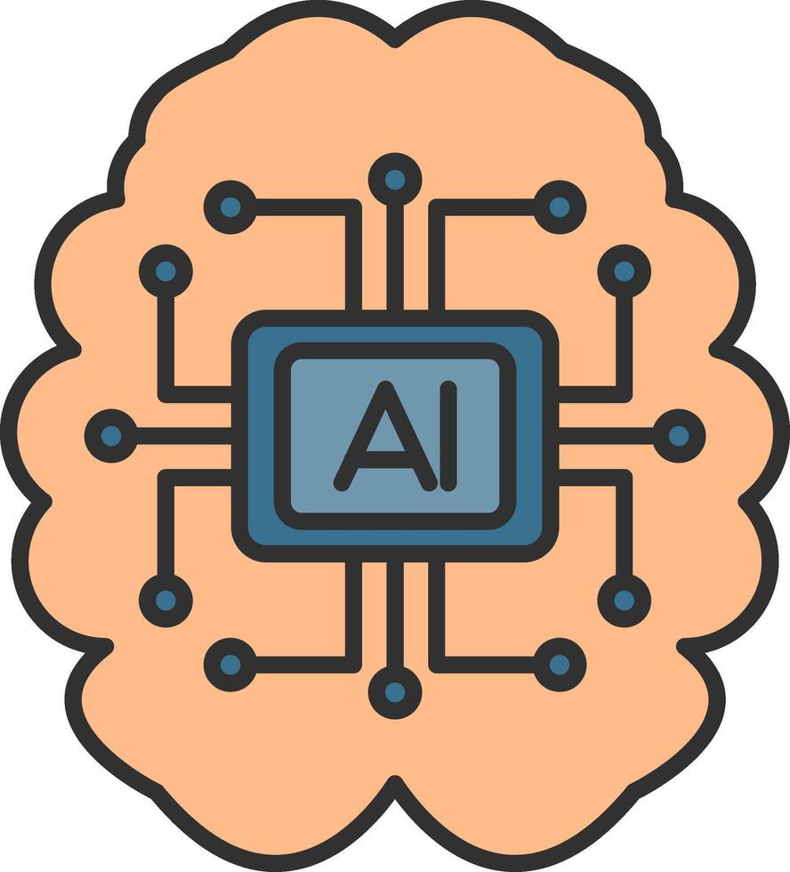 Artificial Intelligence Line Filled Light Icon vector