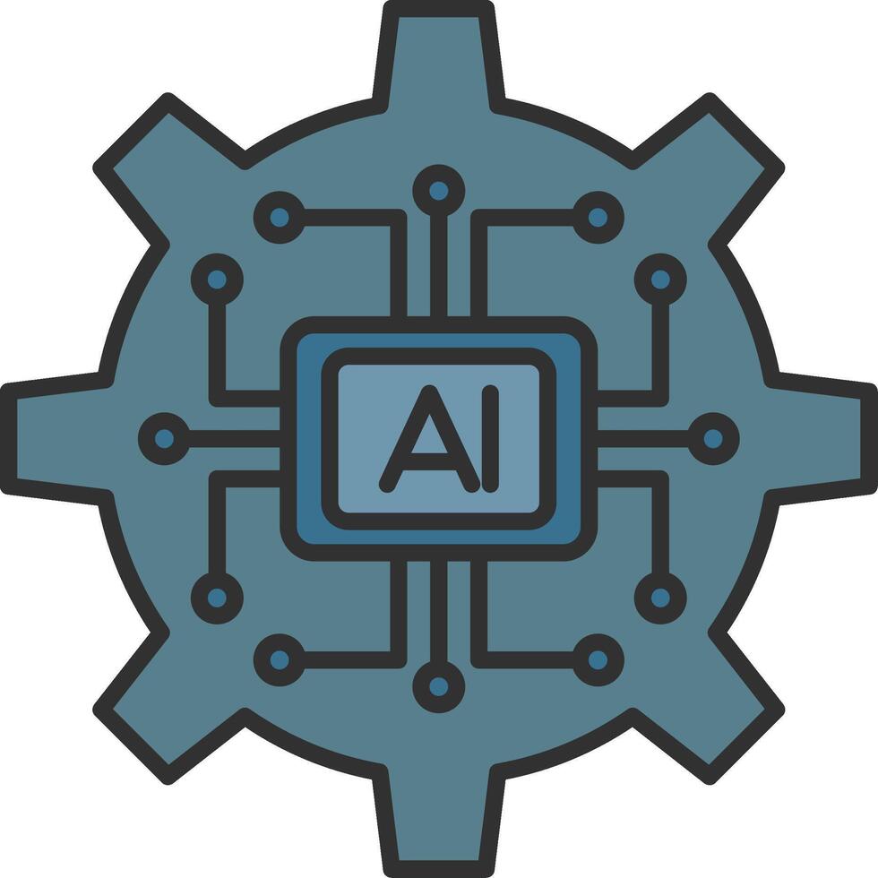 Artificial Intelligence Line Filled Light Icon vector