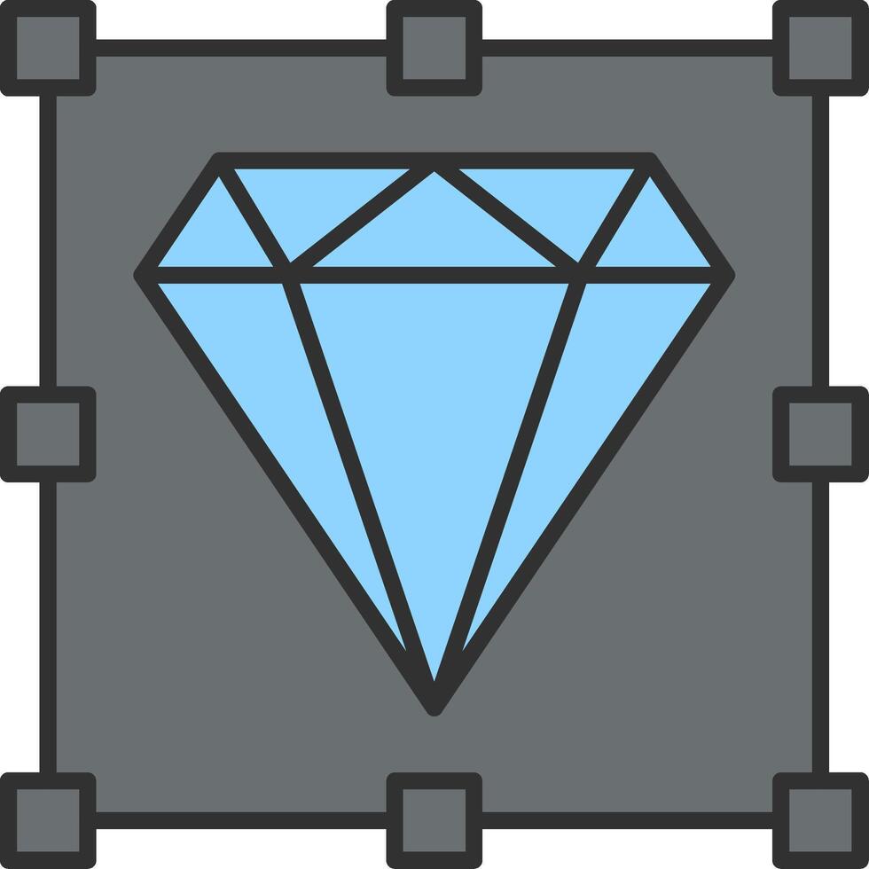 diamante línea lleno ligero icono vector