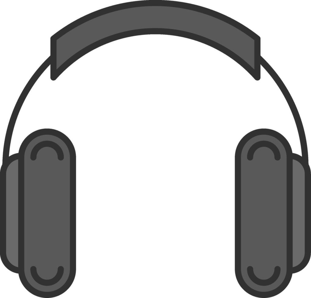 auriculares línea lleno ligero icono vector