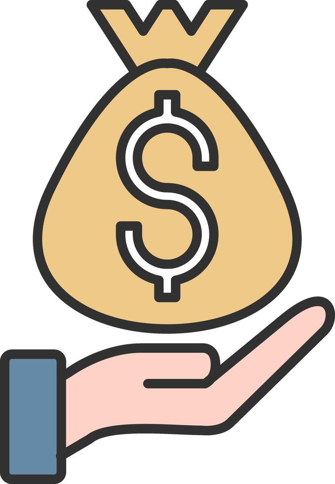 Money Bag Line Filled Light Icon vector