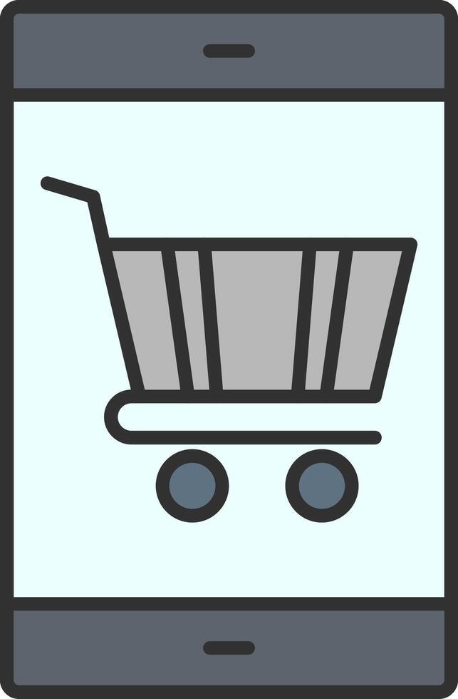 en línea compras línea lleno ligero icono vector