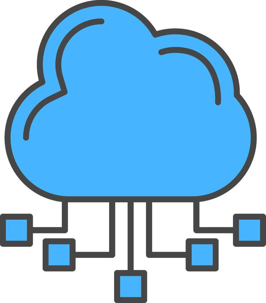 Cloud Server Line Filled Light Icon vector