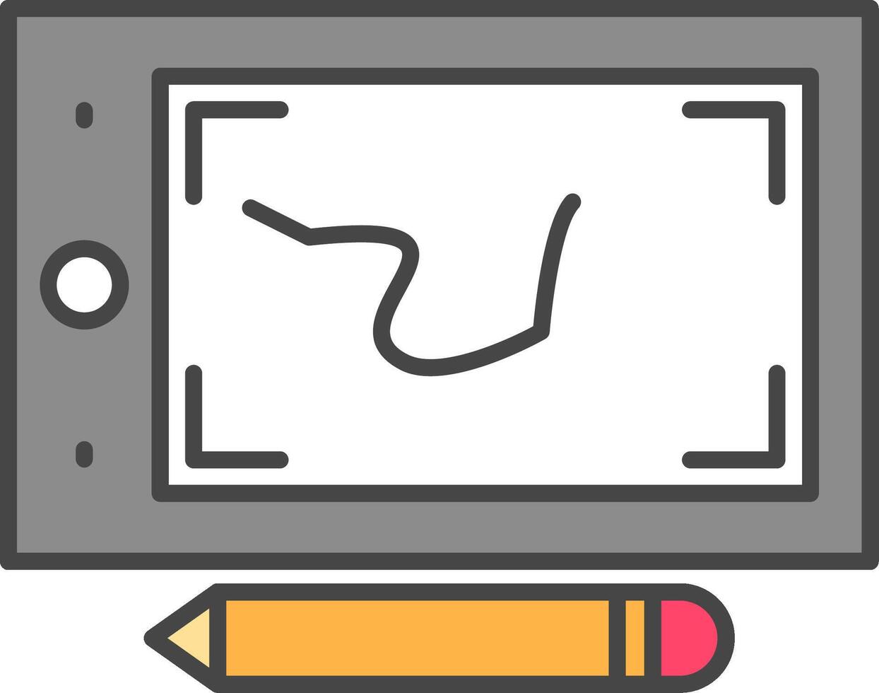 Pen Tablet Line Filled Light Icon vector