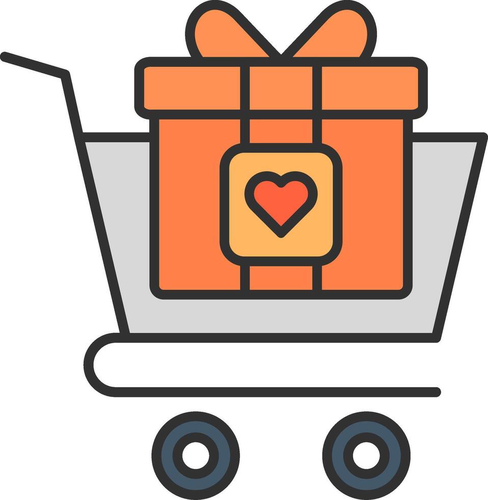 Shopping Cart Line Filled Light Icon vector