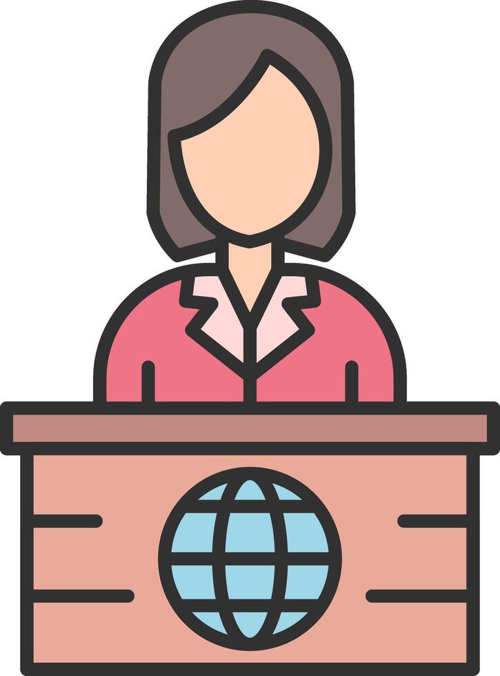 News Anchor Line Filled Light Icon vector