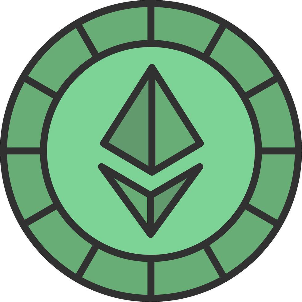 ethereum monedas línea lleno ligero icono vector