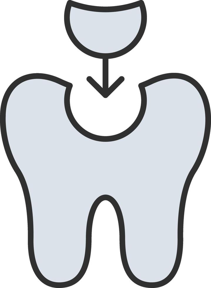 Tooth Filling Line Filled Light Icon vector