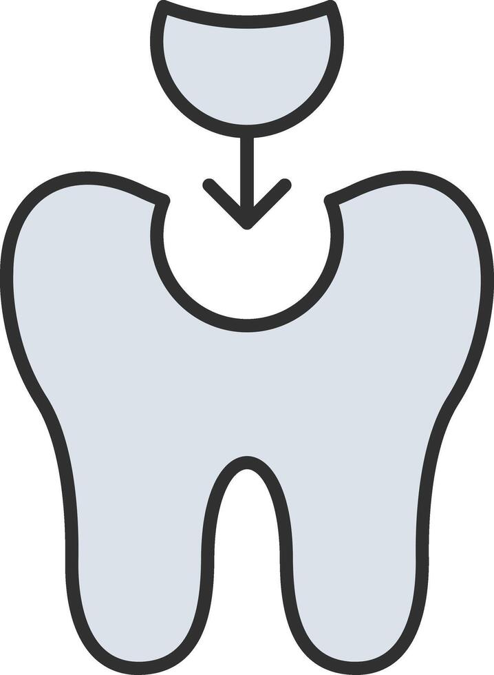 Tooth Filling Line Filled Light Icon vector