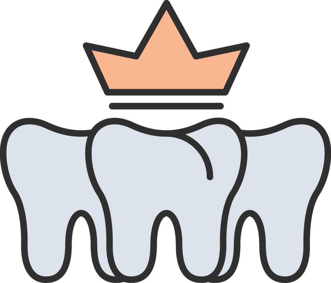 dental corona línea lleno ligero icono vector