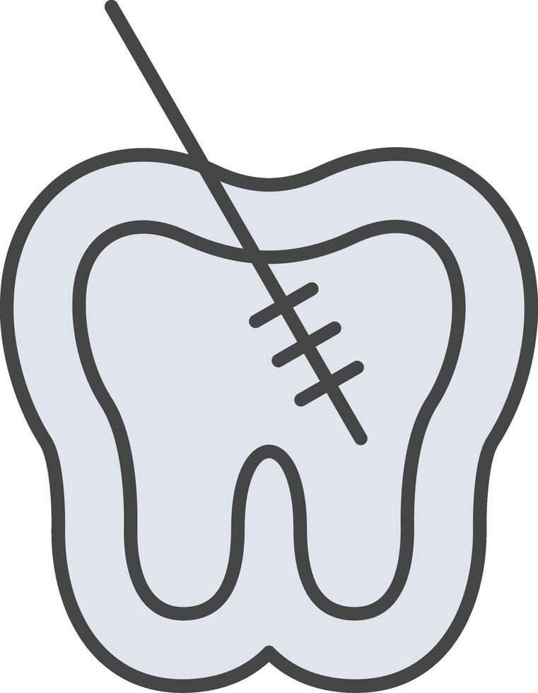 Root Canal Line Filled Light Icon vector