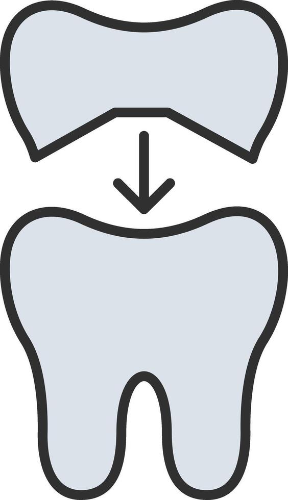 Tooth Cap Line Filled Light Icon vector