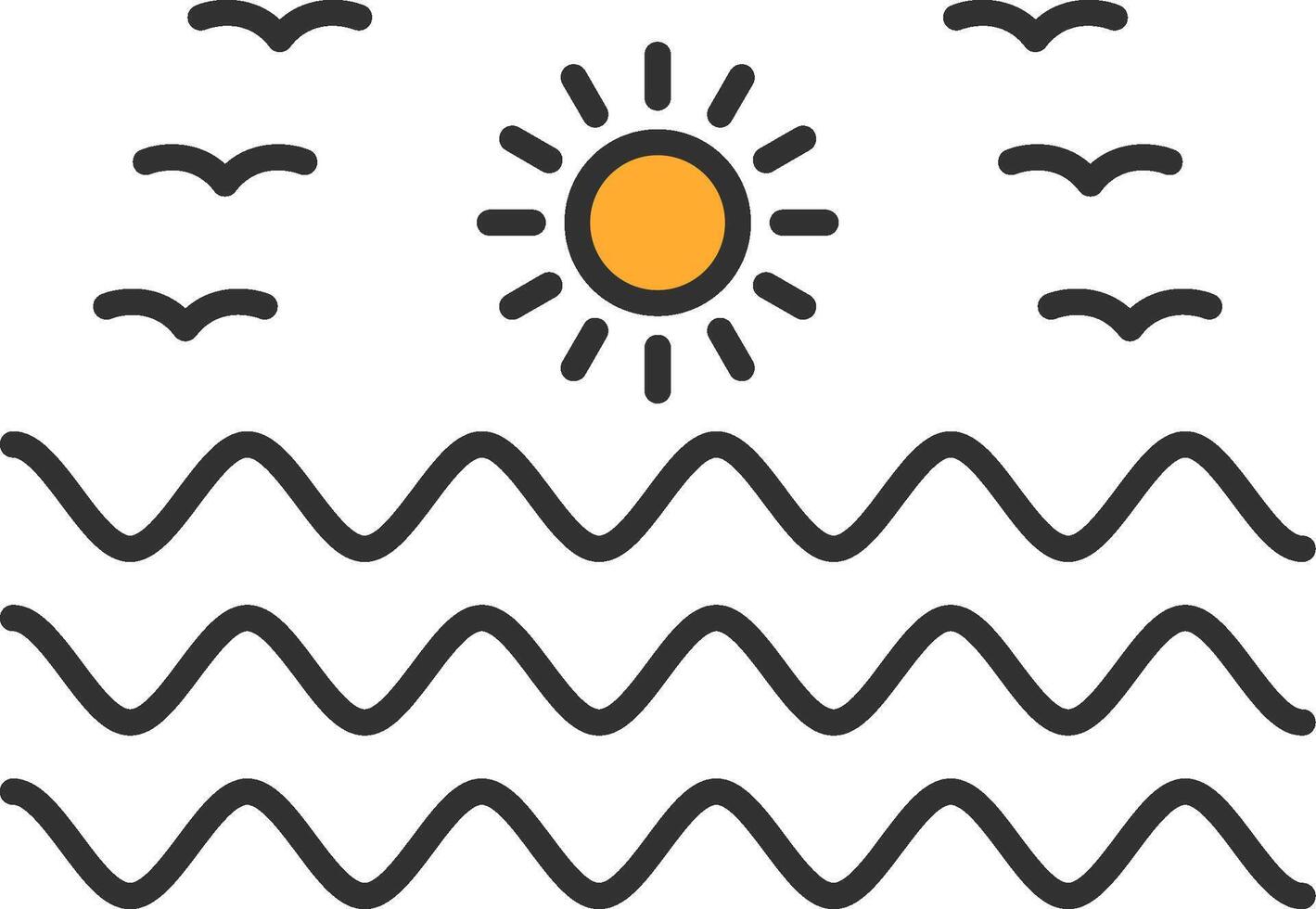 Sea Water Line Filled Light Icon vector