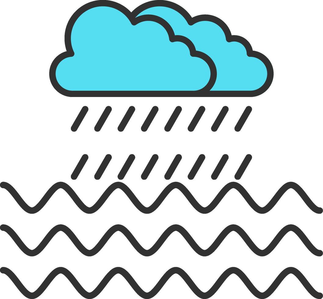 Rain Line Filled Light Icon vector